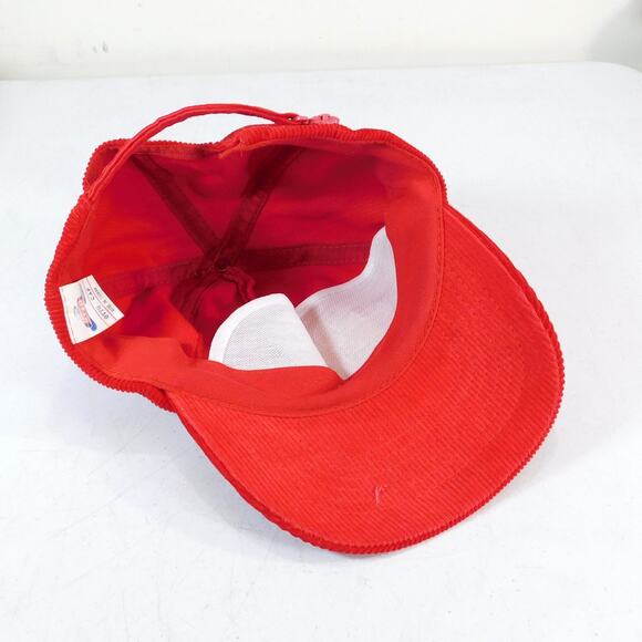 Vintage 80s Rocky Boots Corduroy Hat Red Adjustable Otto Cap - Picture 6 of 7